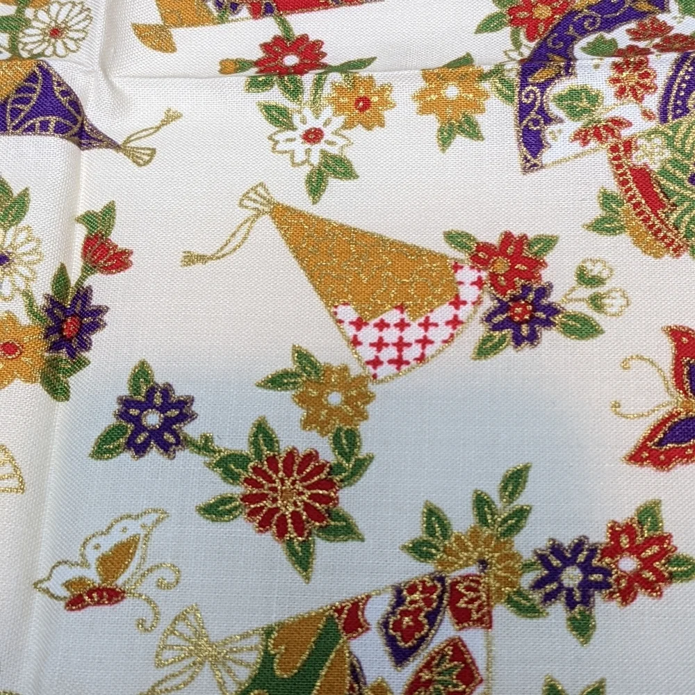 NWOT Vintage Japanese Handkerchief - Fans, Butterflies & Flowers